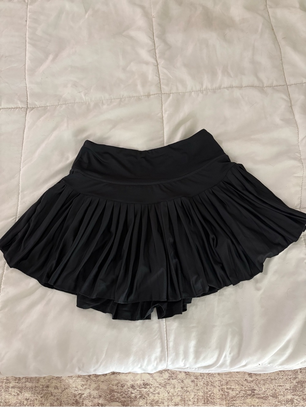 Black Pleated Active Skirt with Built-In Shorts
